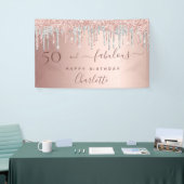 Fantastisch verjaardagsgoud roos glitter roze zilv spandoek (Beurs)