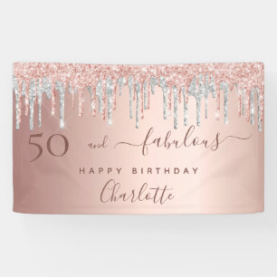 Fantastisch verjaardagsgoud roos glitter roze zilv spandoek