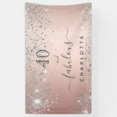 Fantastisch verjaardagsgoud roos zilverglitter spandoek (Verticaal)