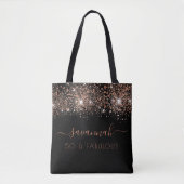 Fantastisch verjaardagsmonogram zwart roos goudgli tote bag (Voorkant)