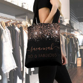 Fantastisch verjaardagsmonogram zwart roos goudgli tote bag