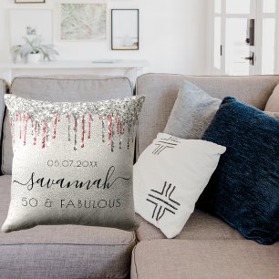 Fantastisch verjaardagszilver roze glitter druppel kussen