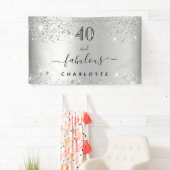 Fantastisch verjaardagszilverglitterstofnaam spandoek (Insitu)