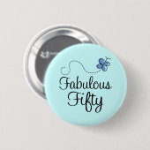 Fantastisch vijftig blauwe vlinderdag cadeau ronde button 5,7 cm (Voorkant /achterkant)