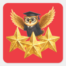 Fantastisch werk drie gouden sterren rode vierkant vierkante sticker