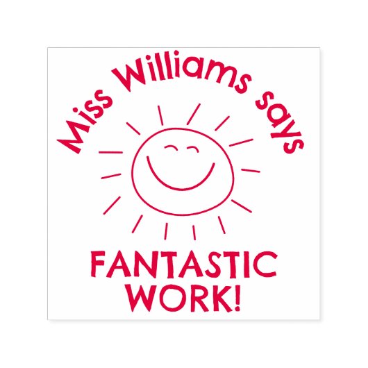 Fantastisch werk glimlachende zon aangepaste leraa  zelfinktende stempel (Design)