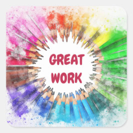 Fantastisch werkschoolteken vierkante sticker