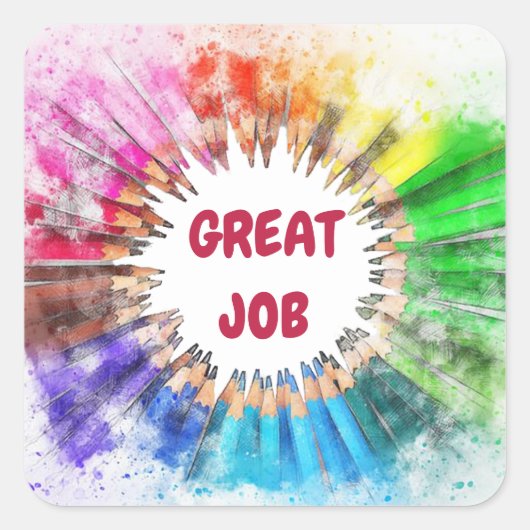 Fantastisch werkschoolteken vierkante sticker (Voorkant)