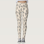 Fantastisch wit varenpatroon leggings (Voorkant)