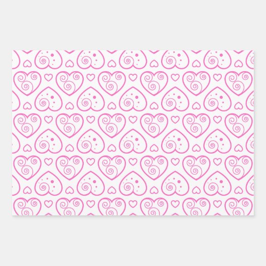 Fantastisch zwarte en roze harten die papierbladen inpakpapier vel (Voorkant 2)