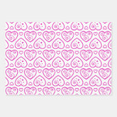 Fantastisch zwarte en roze harten die papierbladen inpakpapier vel (Voorkant)