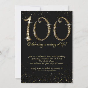 Fantastische 100e verjaardag, gouden glitter kaart