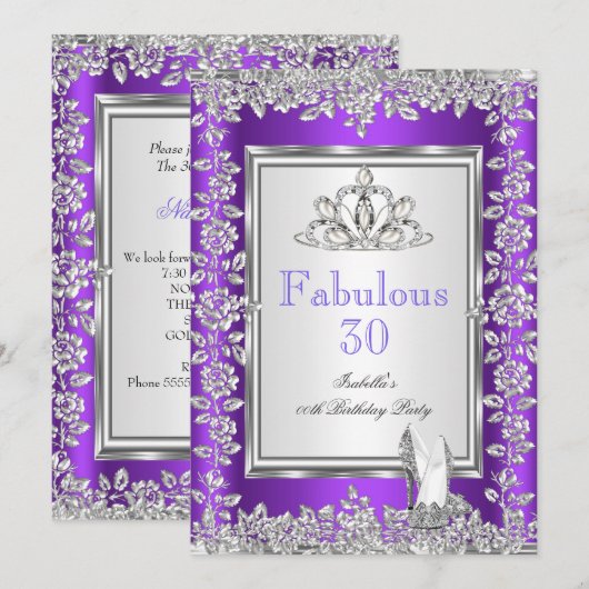 Fantastische 30-jarige Paarse zilverschoten 2 Kaart (Voorkant / Achterkant)