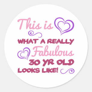 Fantastische 30e verjaardag voor vrouwen ronde sticker
