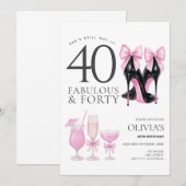 Fantastische 40 roze hoge hakken verjaardagsuitnod kaart (Voorkant / Achterkant)