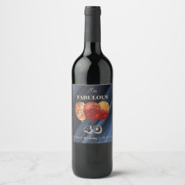 Fantastische 40e gouden glitter rode ballonnen wijn etiket