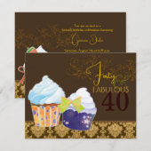 Fantastische 40e verjaardag Cupcakes Kaart (Voorkant / Achterkant)