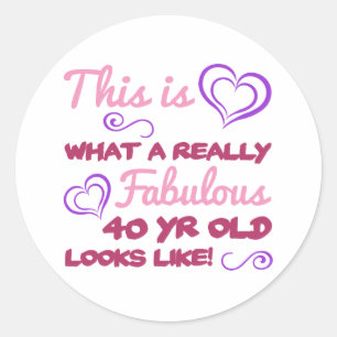 Fantastische 40e verjaardag voor vrouwen ronde sticker