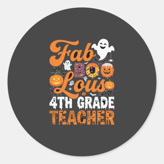 Fantastische 4e klas leraar Halloween Ronde Sticker (Voorkant)