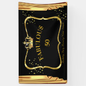 Fantastische 50 Black Gold Crown Drapes Verjaardag Spandoek (Verticaal)