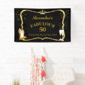Fantastische 50 Black Gold Heels Champagne Verjaar Spandoek (Insitu)