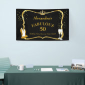 Fantastische 50 Black Gold Heels Champagne Verjaar Spandoek (Beurs)