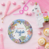 Fantastische 50 bloemenblauwe Waterverf 50ste verj Papieren Bordje (Feest)