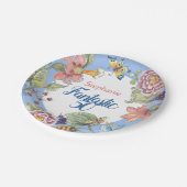 Fantastische 50 bloemenblauwe Waterverf 50ste verj Papieren Bordje (Gekanteld)