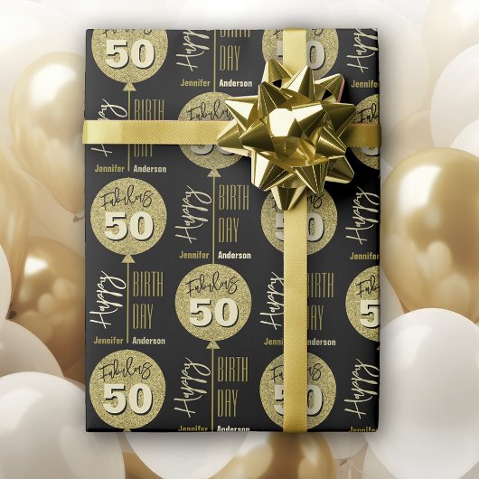 Fantastische 50 gouden verjaardag cadeaupapier
