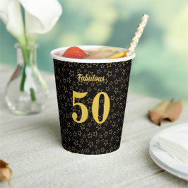 Fantastische 50 Verjaardag en Sterren op Zwart Papieren Bekers