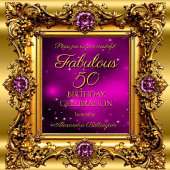 Fantastische 50 Verjaardag Paarse Roze Goud Gem Kaart