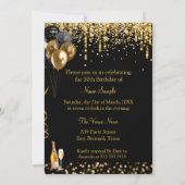 Fantastische 50e Glitter Gouden Zwarte Champagne Kaart (Achterkant)