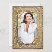 Fantastische 50ste foto beige gouden parel verjaar kaart (Achterkant)