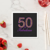 Fantastische 50ste Paarse zwarte luipaard Verjaard Servetten (Insitu)