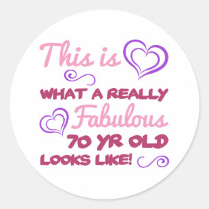 Fantastische 70e verjaardag voor vrouwen ronde sticker