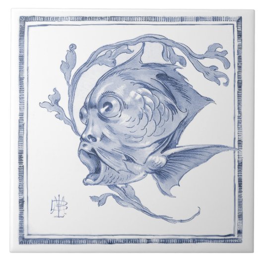 Fantastische aantrekkingskracht Art Nouveau Delft Tegeltje (Voorkant)