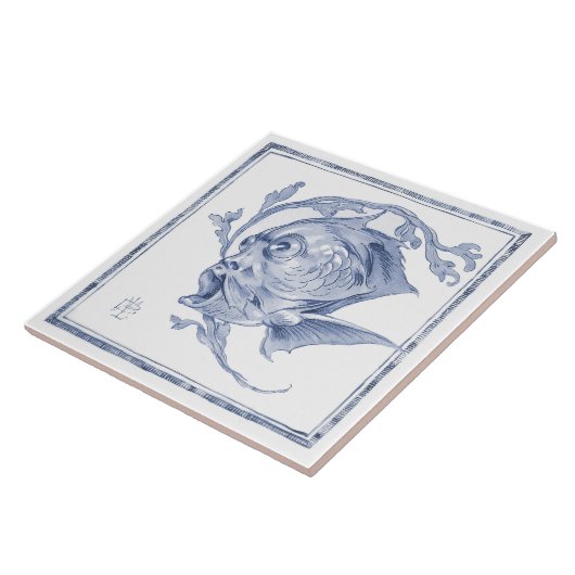 Fantastische aantrekkingskracht Art Nouveau Delft Tegeltje (Zijkant)