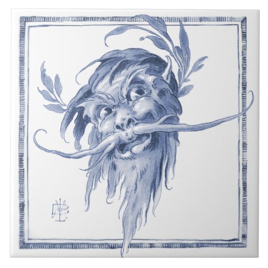 Fantastische aantrekkingskracht Art Nouveau Delft Tegeltje (Voorkant)
