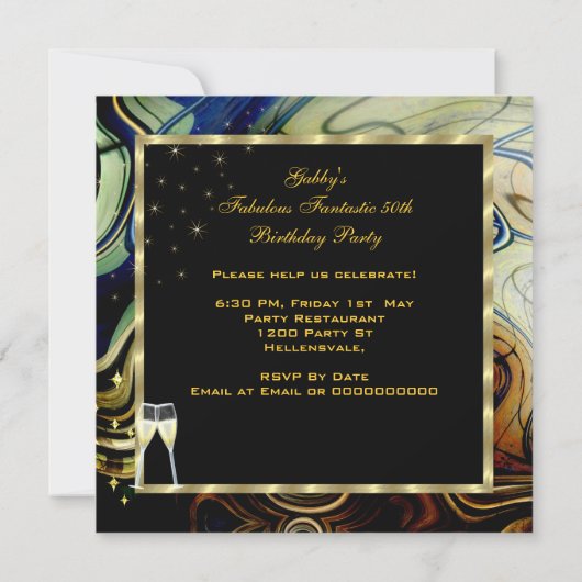 Fantastische Abstracte blauwe goudbeige partij Kaart (Achterkant)