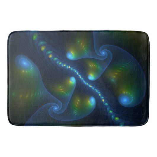 Fantastische Abstracte blauwe groene fractale kuns Badmat (Voorkant)