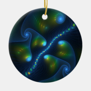 Fantastische Abstracte blauwe groene fractale kuns Keramisch Ornament