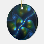 Fantastische Abstracte blauwe groene fractale kuns Keramisch Ornament (Links)