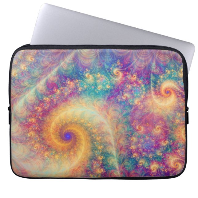 Fantastische Abstracte Fractale Wervelende Kunst Laptop Sleeve (Voorkant)