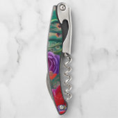 Fantastische Abstracte Rozen en Peacock Feathers Kurkentrekker (Achterkant)