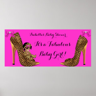 Fantastische Baby Shower Baby Lief Meisje Luipaard Poster