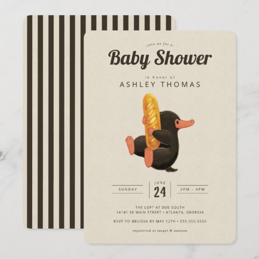 Fantastische beesten - NIFFLER Baby shower Invitat Kaart (Voorkant / Achterkant)