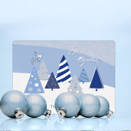 Fantastische Blauwe Bomen Folie Kerstkaart Feestdagenkaart
