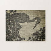 Fantastische blauwe heron Sepia Tone Legpuzzel (Horizontaal)