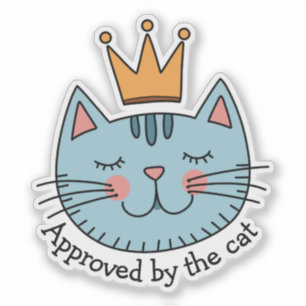 Fantastische Blauwe Kat Met Een Gele Kroon Maatwer Sticker