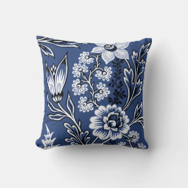 Fantastische Bloemen (Blauw) Fijne Kunst Kussen